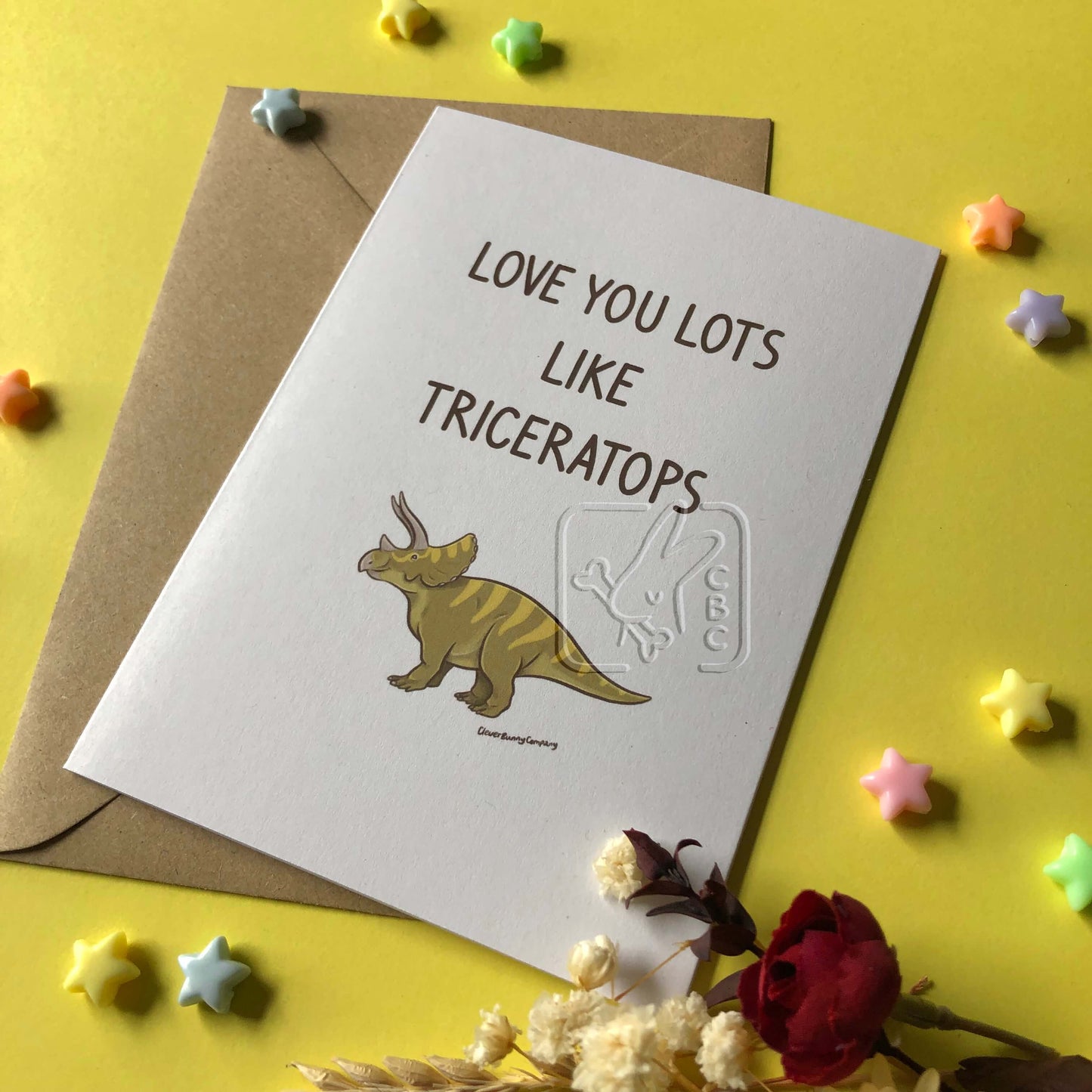 Love you lots like Triceratops Greetings Card - PREORDER ONLY