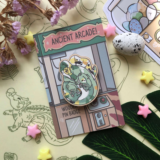 Wooden Spinosaurus Pin Badge