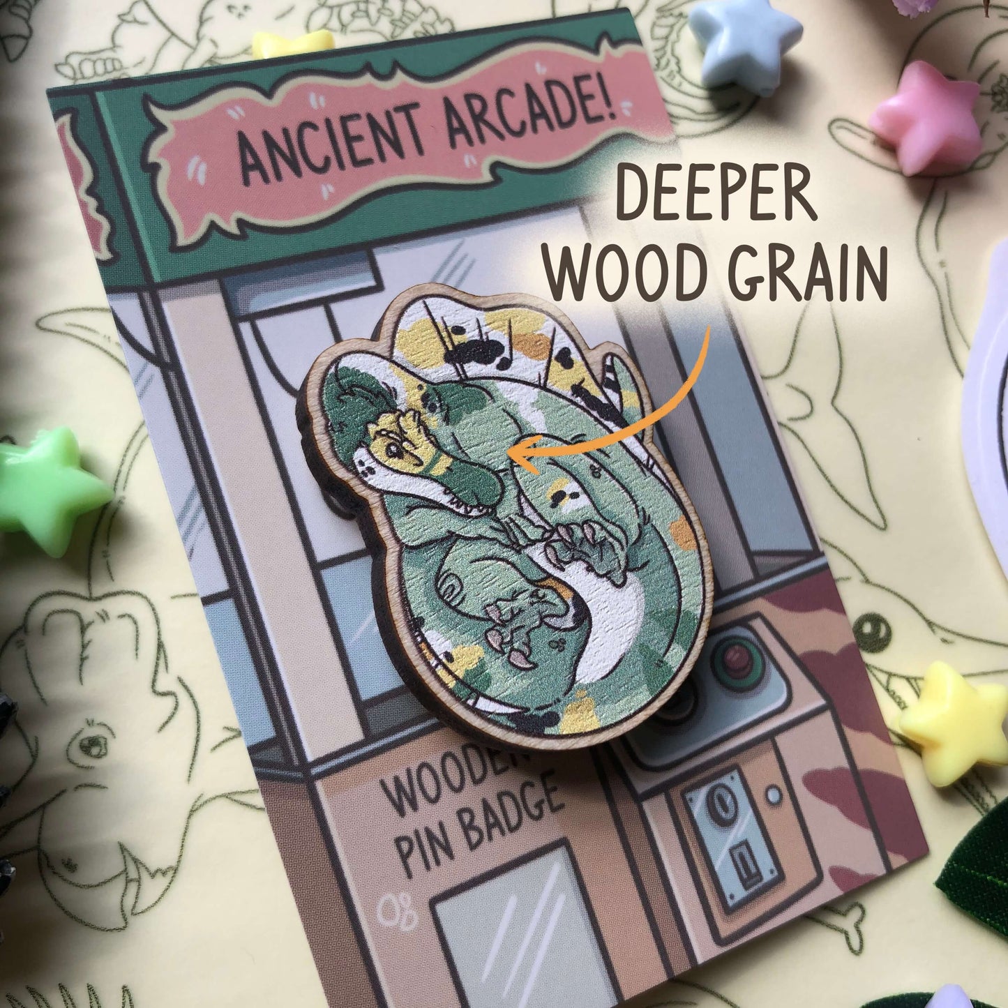 Sale Wooden Spinosaurus Pin Badge B-Grade