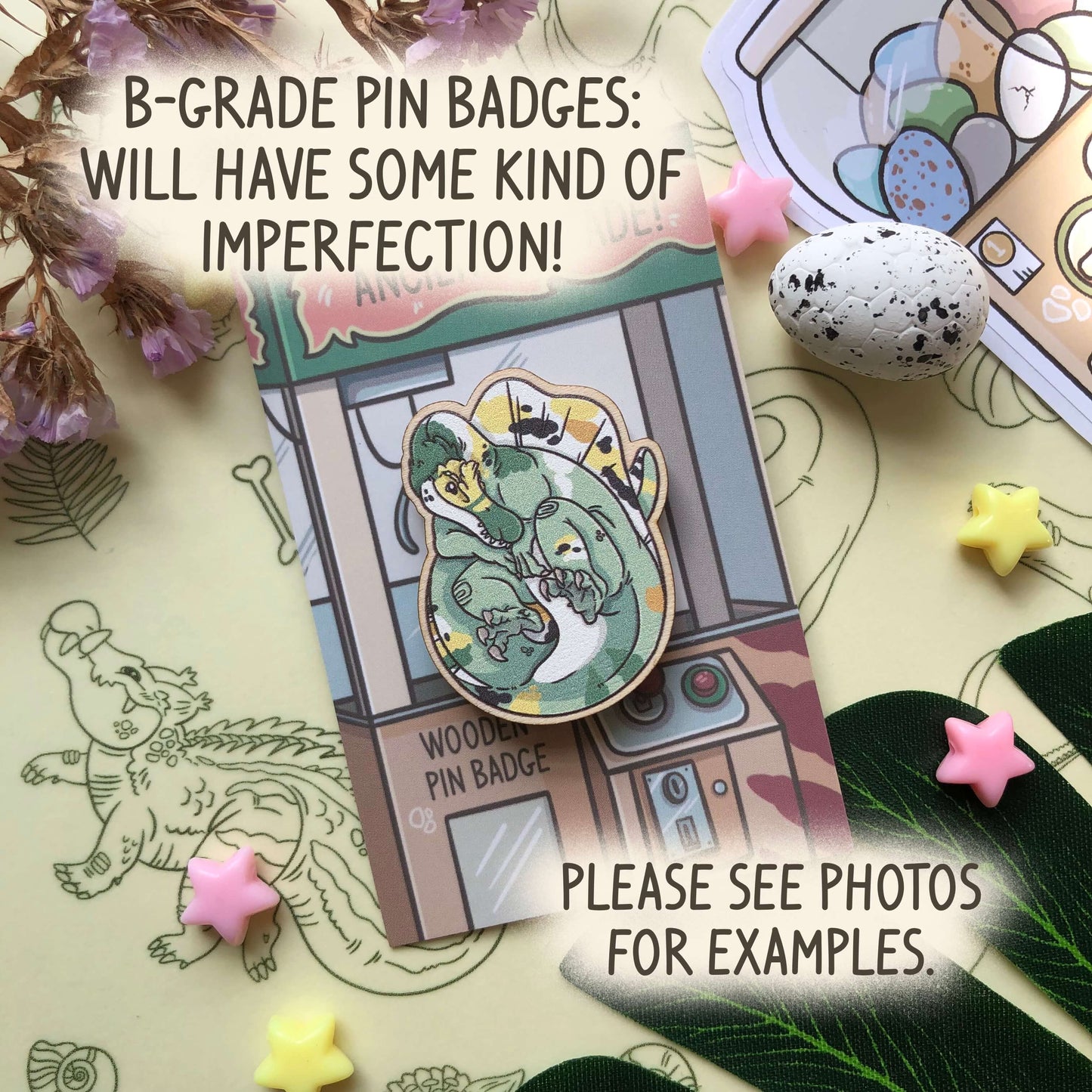 Sale Wooden Spinosaurus Pin Badge B-Grade