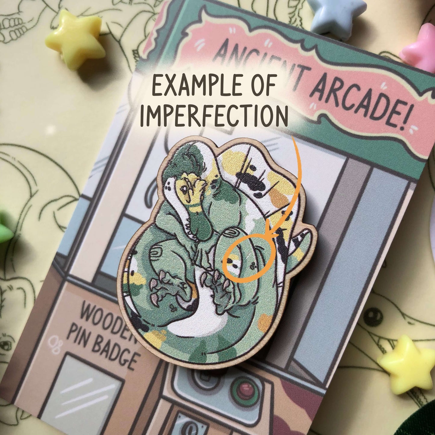 Sale Wooden Spinosaurus Pin Badge B-Grade