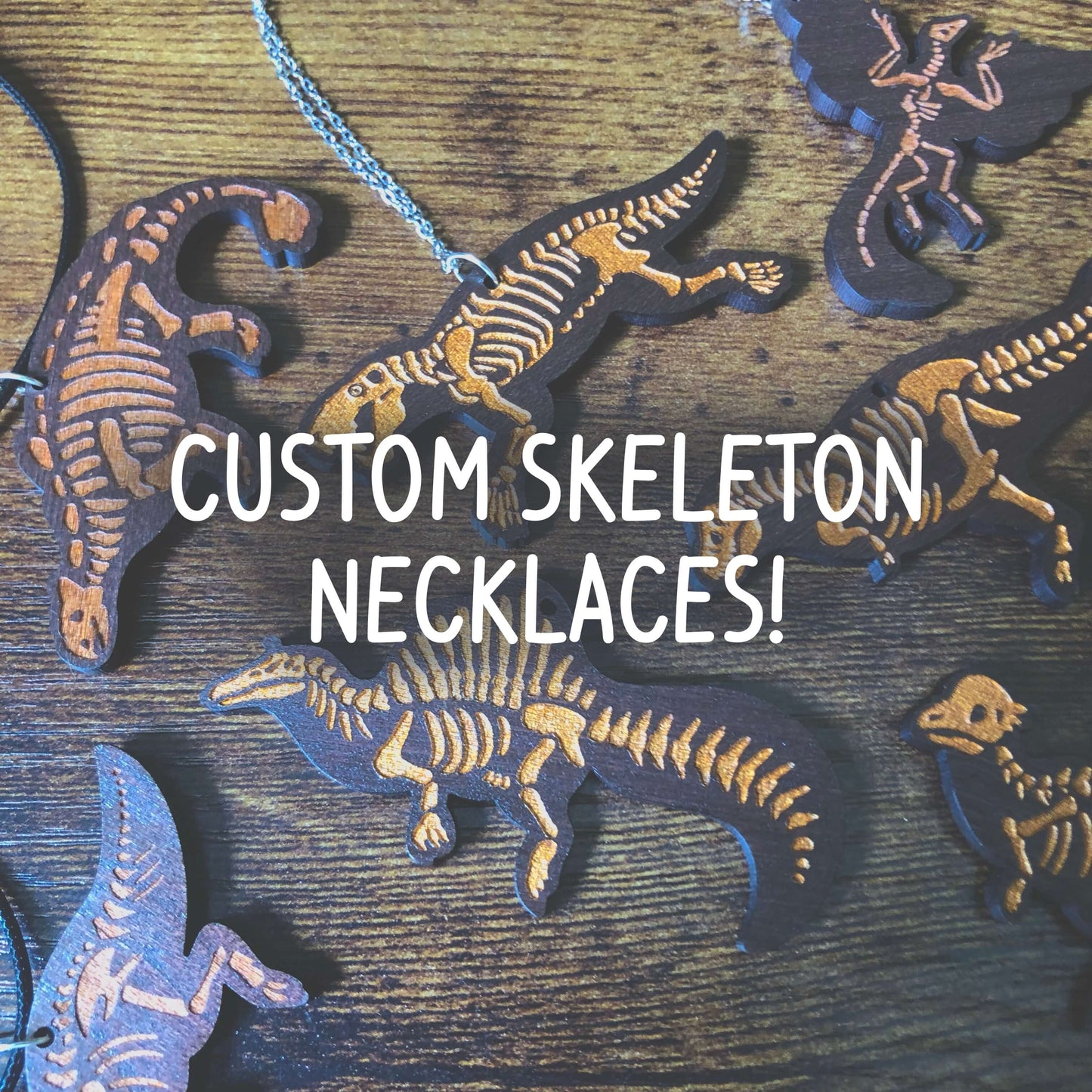 Custom Wooden Skeleton Necklace