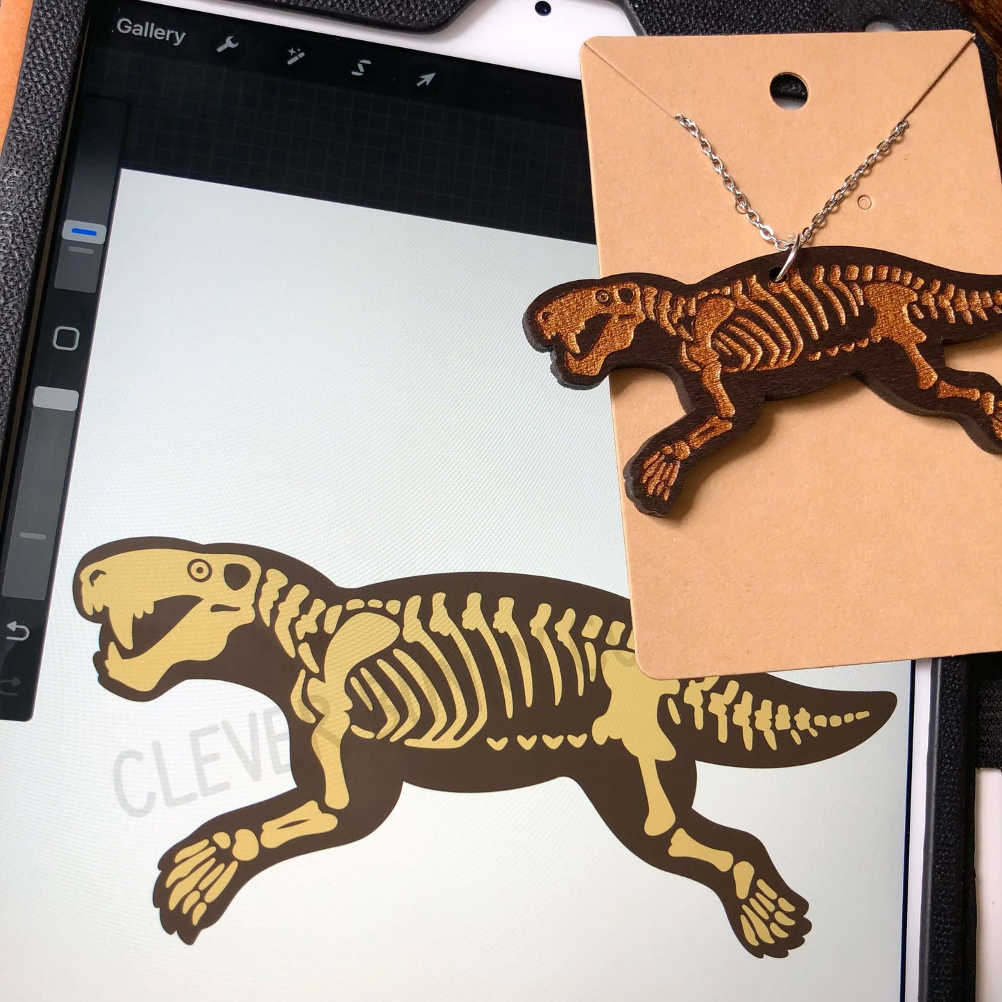 Custom Wooden Skeleton Necklace