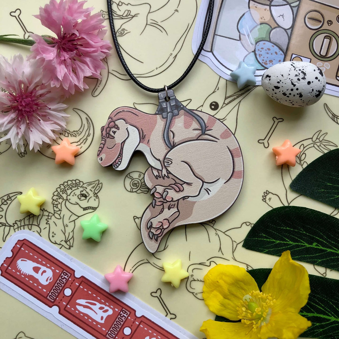 Tyrannosaurus Rex - Ancient Arcade: Prehistoric Wooden Statement Necklace