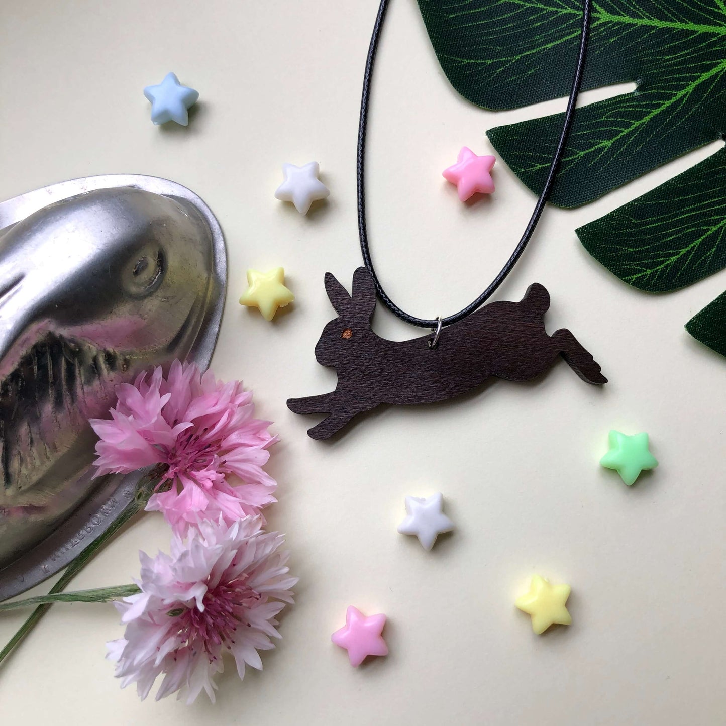 Running Rabbit Wooden Necklace
