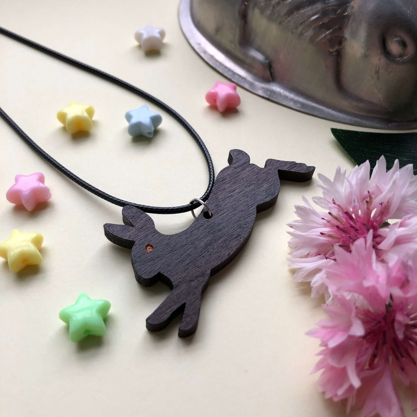 Running Rabbit Wooden Necklace