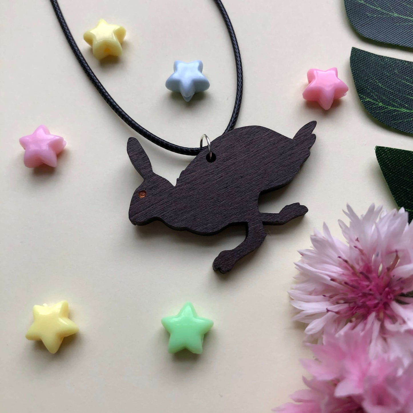 Running Hare Wooden Necklace
