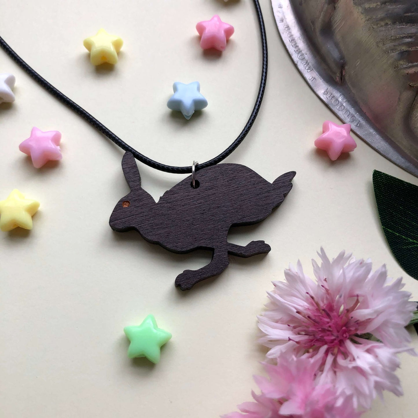 Running Hare Wooden Necklace