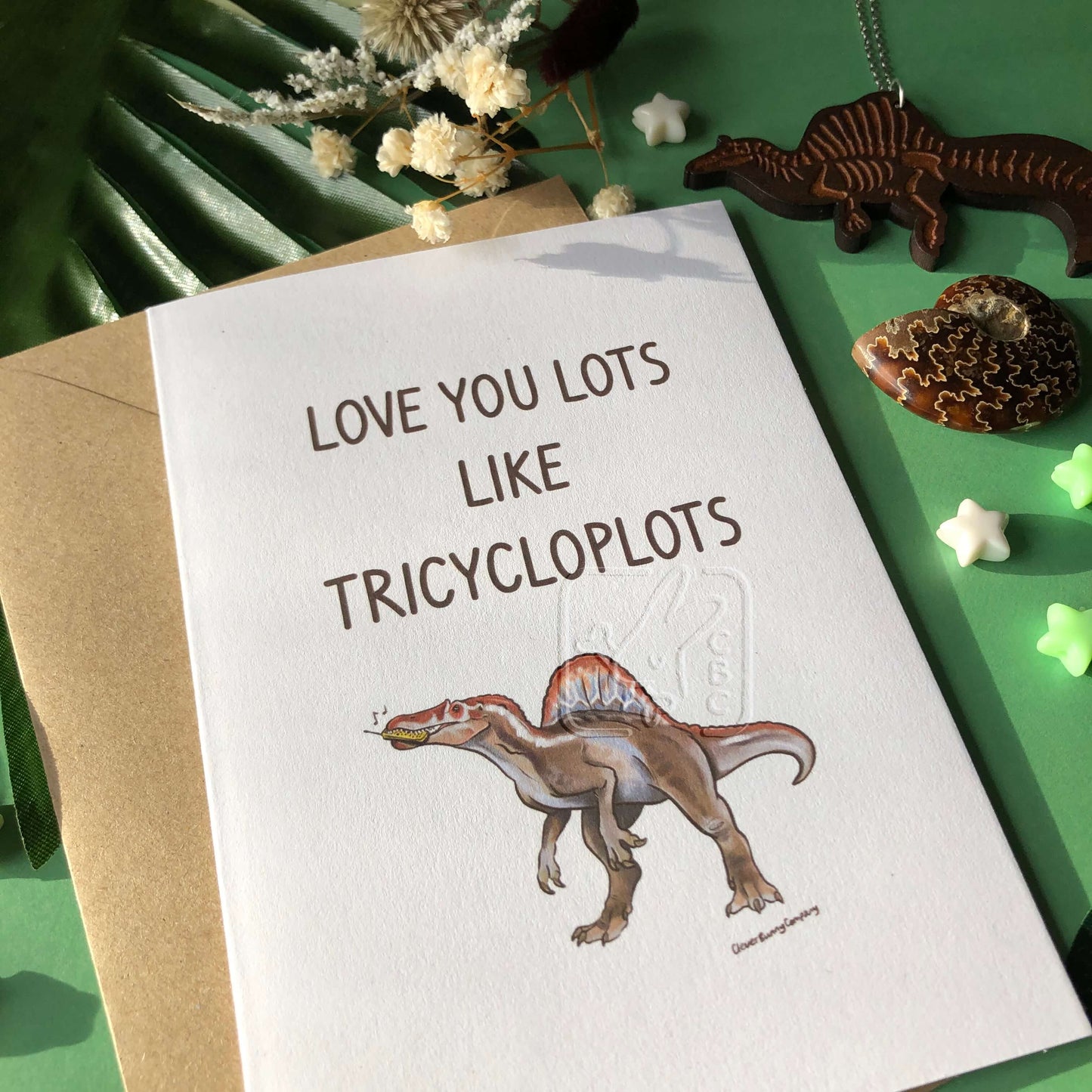 Love you lots like Tricycloplots Funny Spinosaurus Greetings Card - PREORDER ONLY