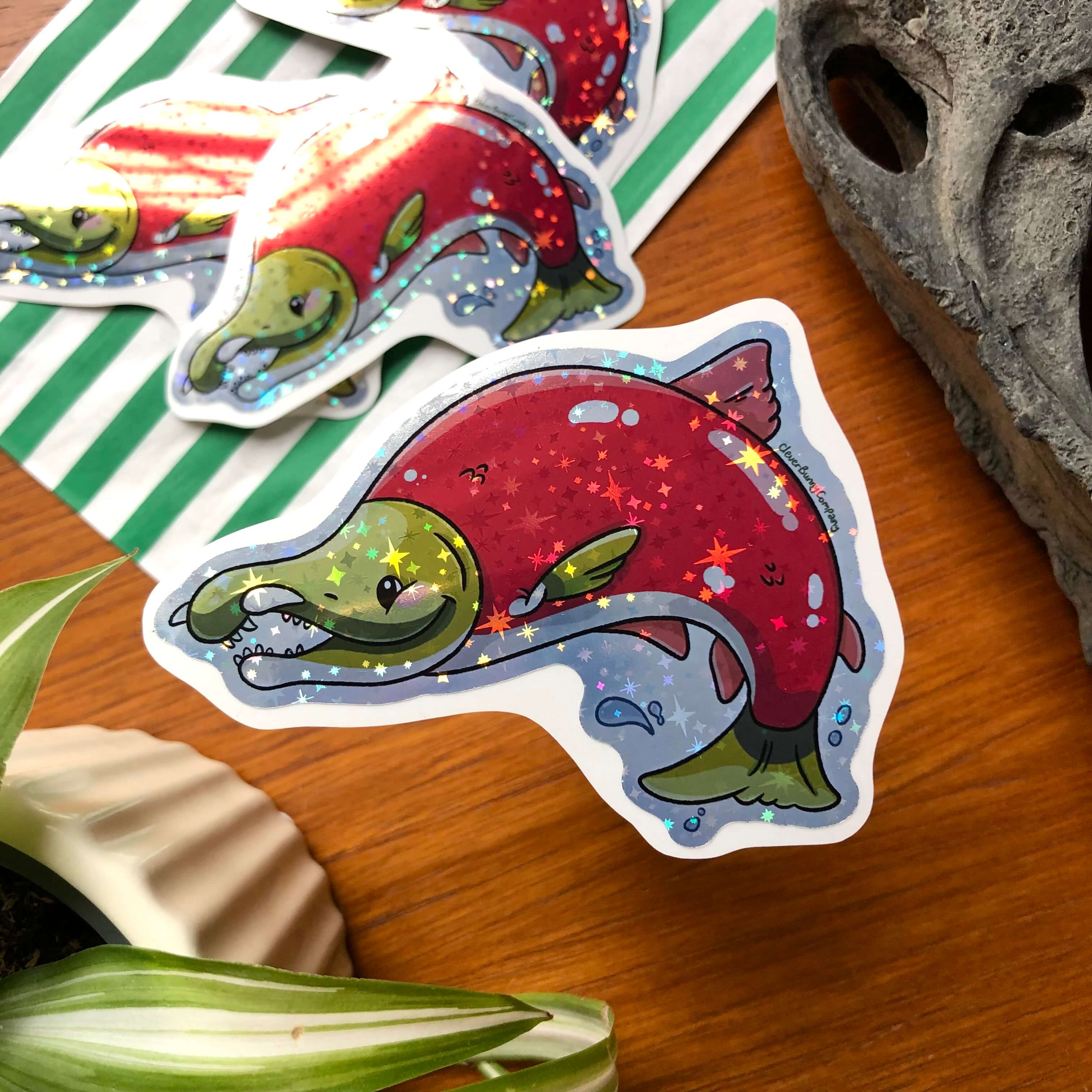 Malmon Sticker Holo Spike-Toothed Salmon sticker – Clever Bunny Company