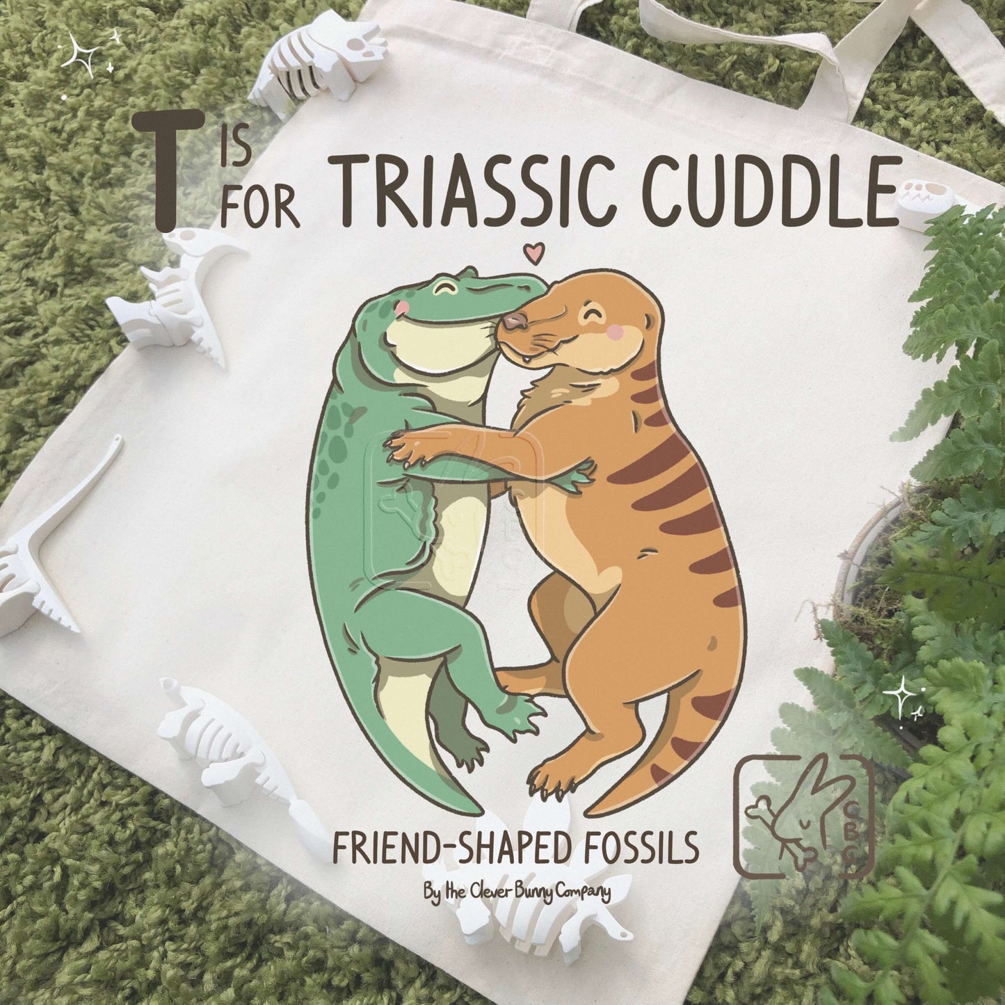 Triassic Cuddle Cotton Tote Bag