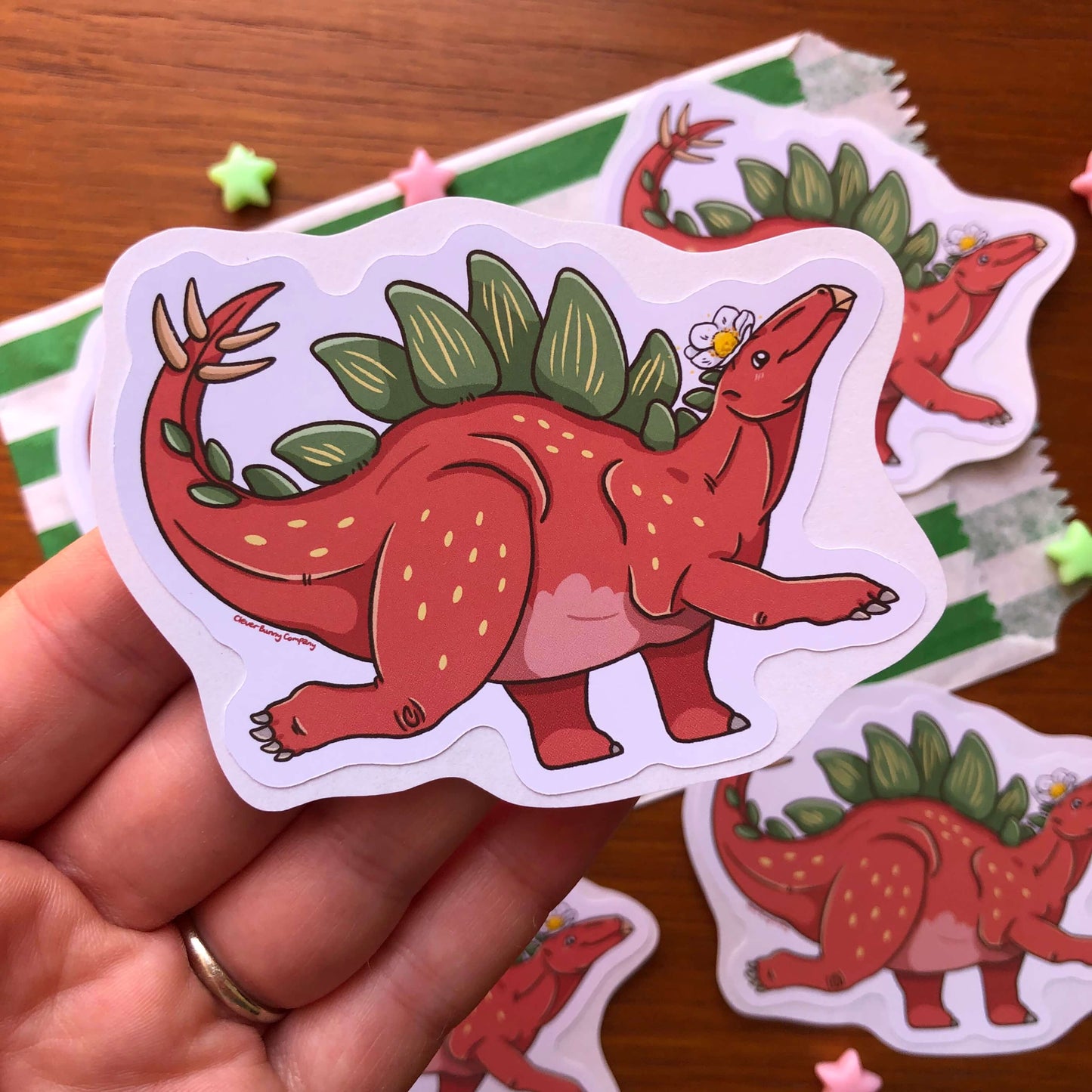 Summer Strawberry Stegosaurus Dinosaur Sticker!