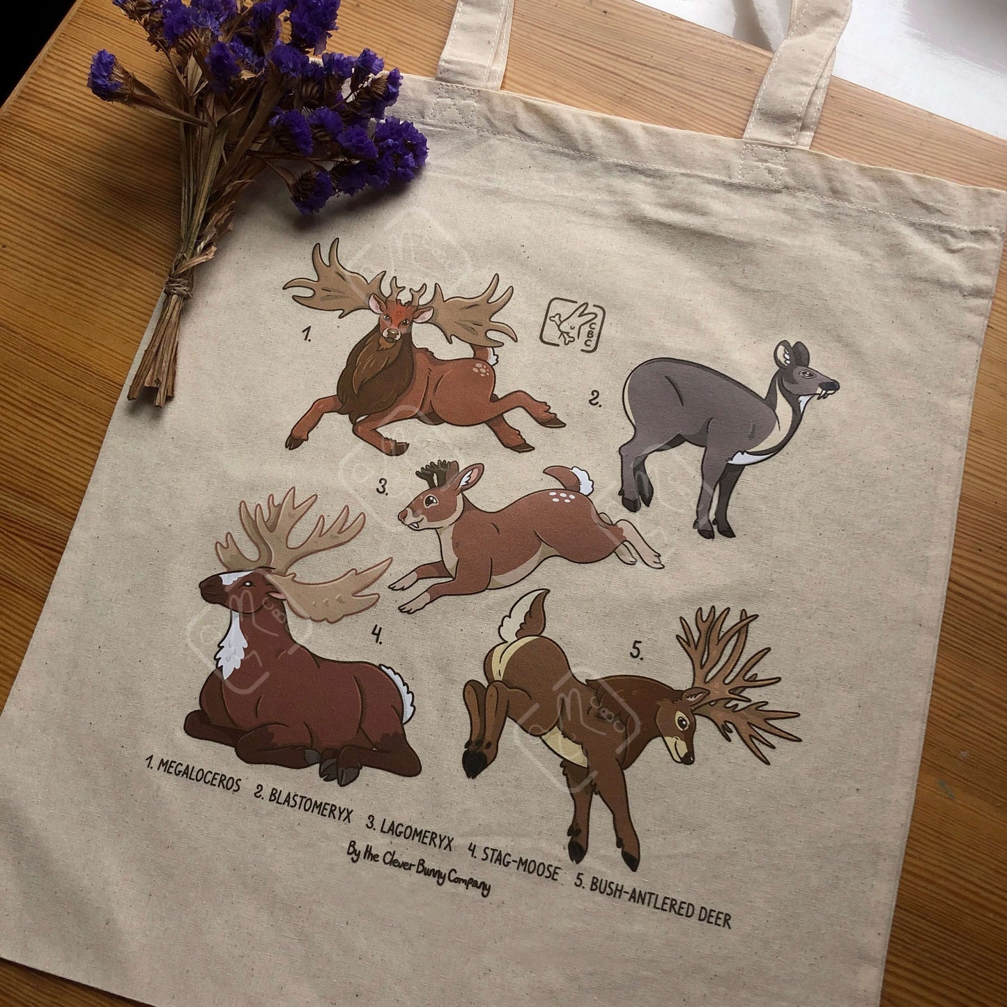 Prehistoric Deer Ancestors Cotton Tote Bag