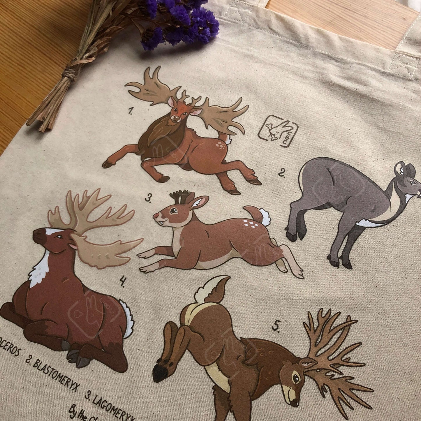 Prehistoric Deer Ancestors Cotton Tote Bag