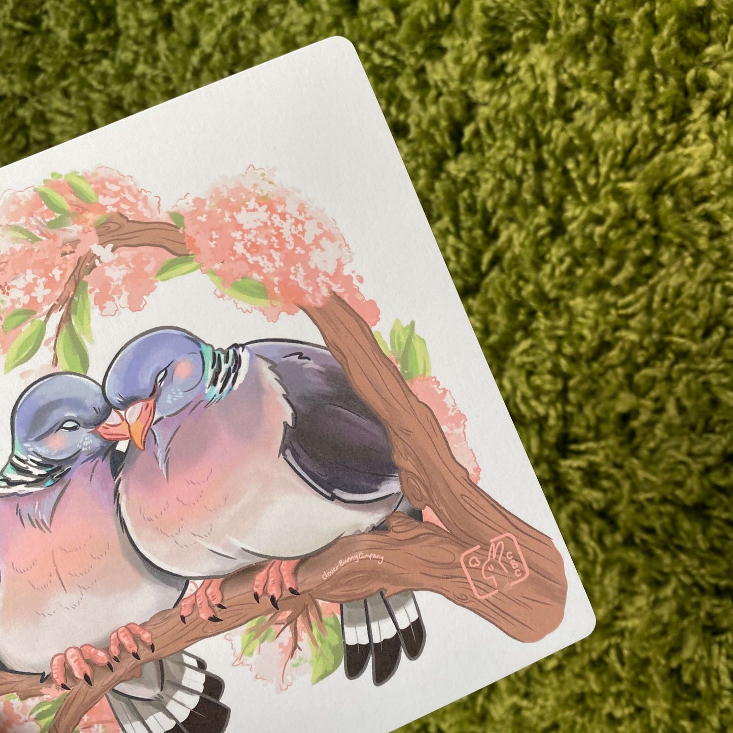 Woodpigeons in love! Square Art Print