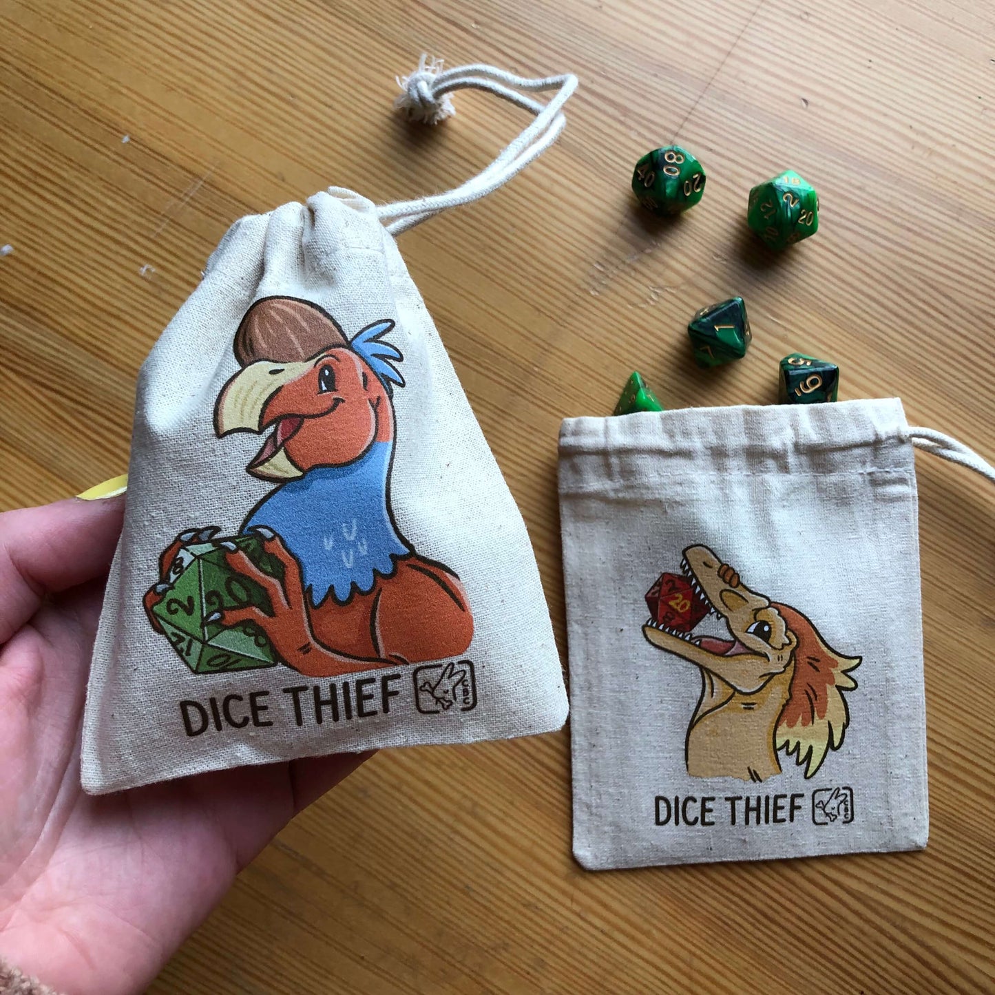 Dinosaur dice bags