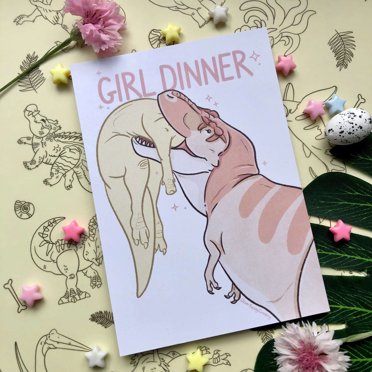 Girl Dinner Tyrannosaurus Rex Art Print