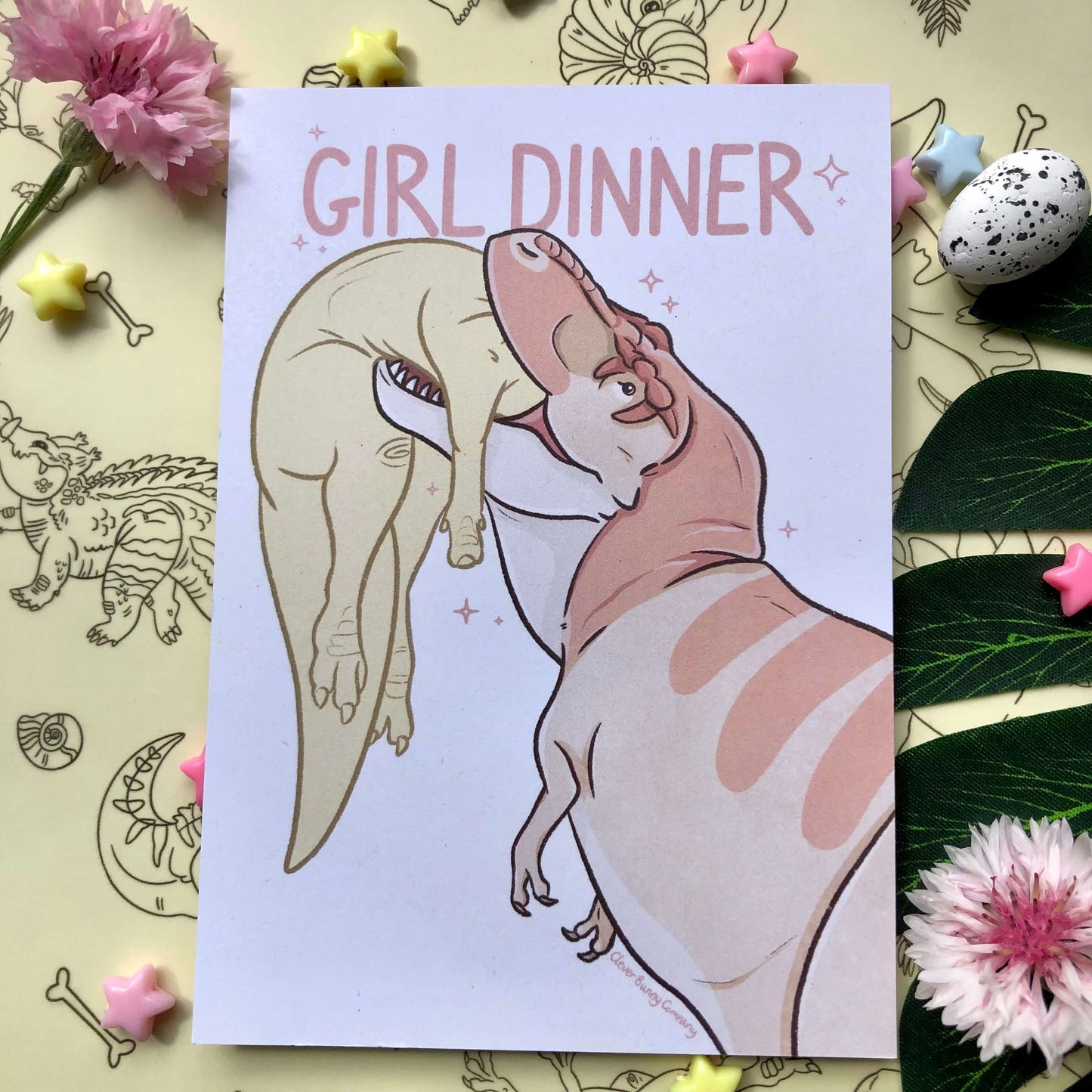 Girl Dinner Tyrannosaurus Rex Art Print