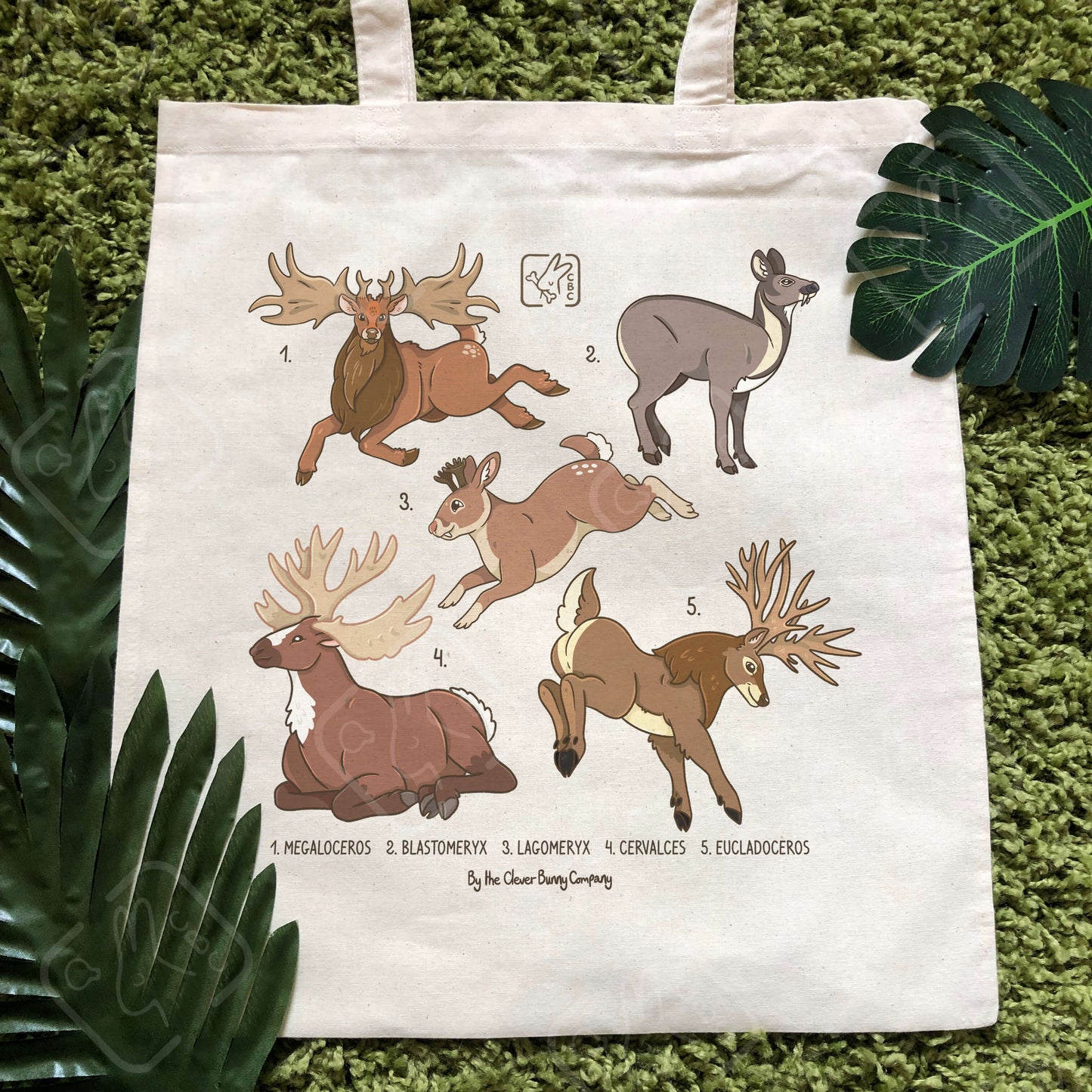 Prehistoric Deer Ancestors Cotton Tote Bag