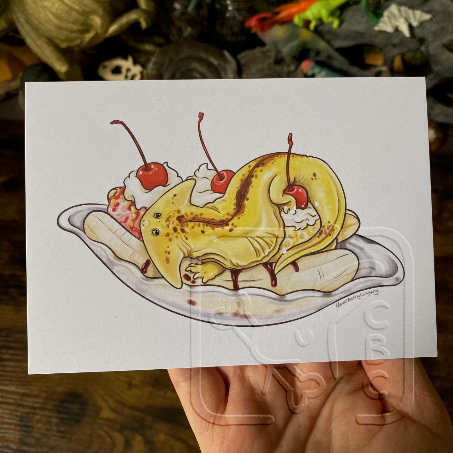 Diplocaulus Banana Split Illustration Art Print