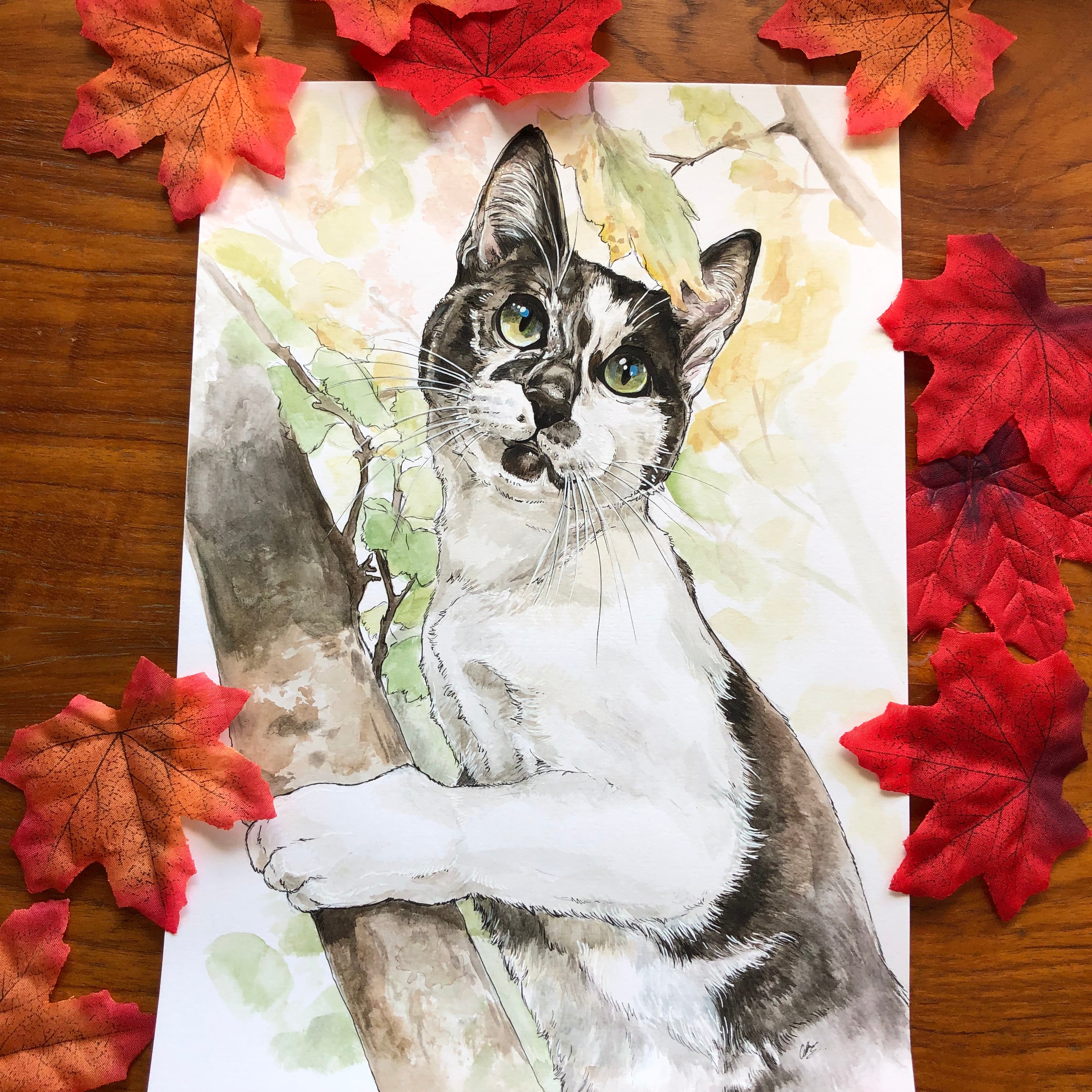 Online Square Watercolour Pet Portrait Custom Digital Artwork Painting Unique Memorabilia Cat Dog Bird Rabbit Horse Large and XL Sizes