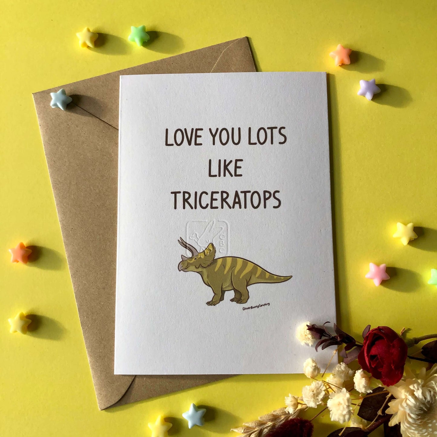 Love you lots like Triceratops Greetings Card - PREORDER ONLY