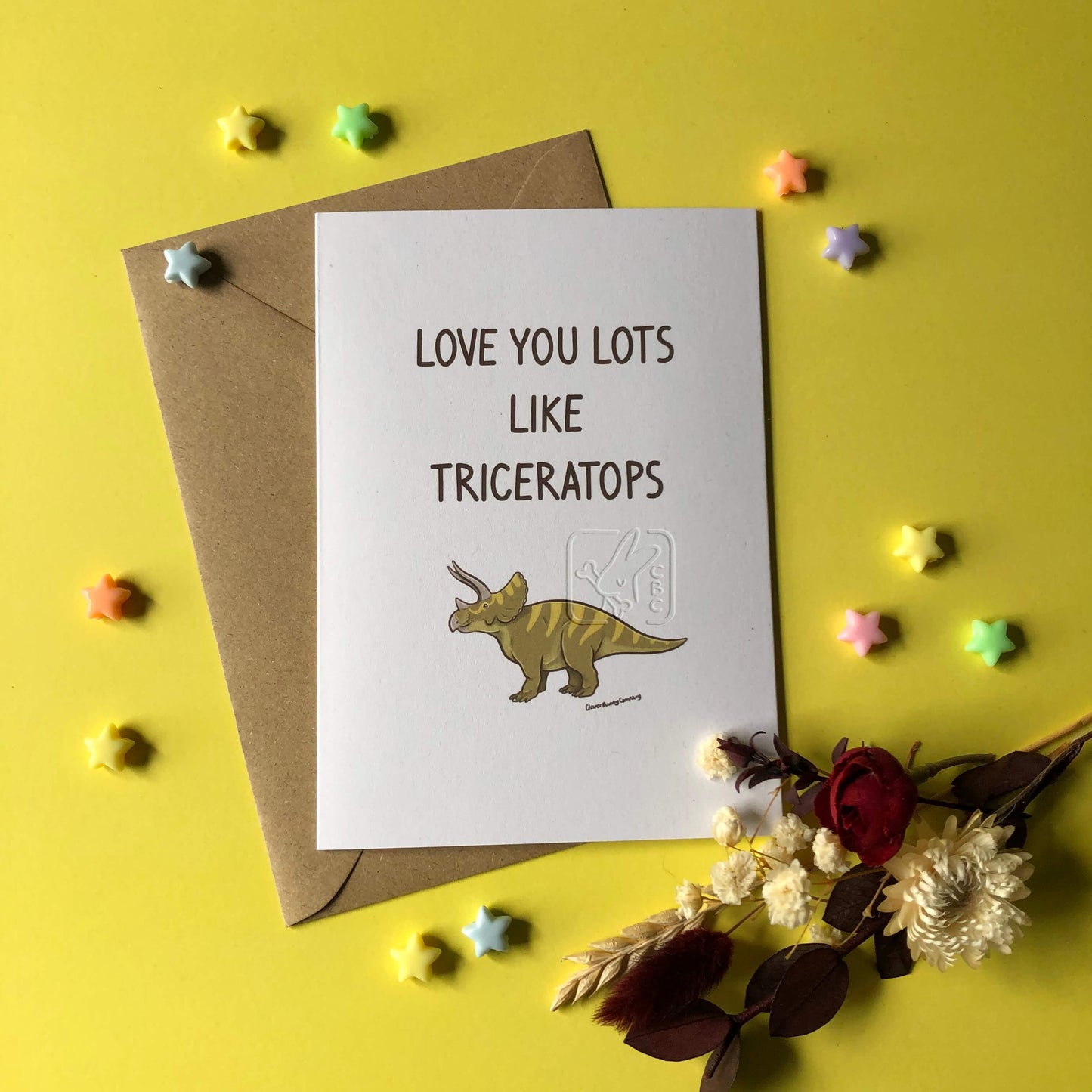 Love you lots like Triceratops Greetings Card - PREORDER ONLY