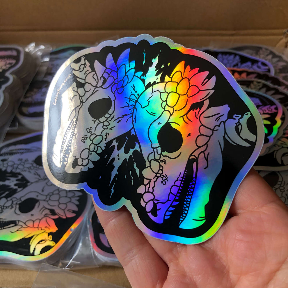 Pachycephalosaurus Skull Holographic Sticker – Clever Bunny Company