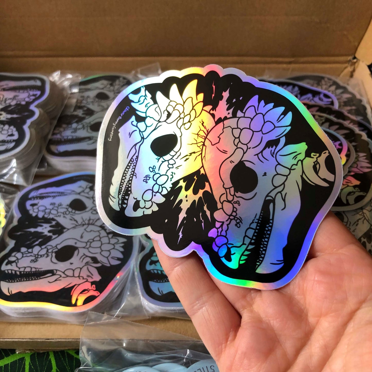 Pachycephalosaurus Skull Holographic Sticker