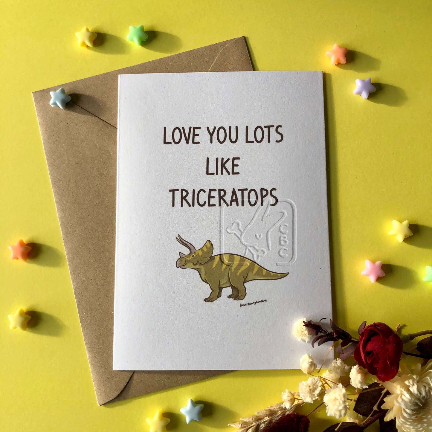 Love you lots like Triceratops Greetings Card - PREORDER ONLY