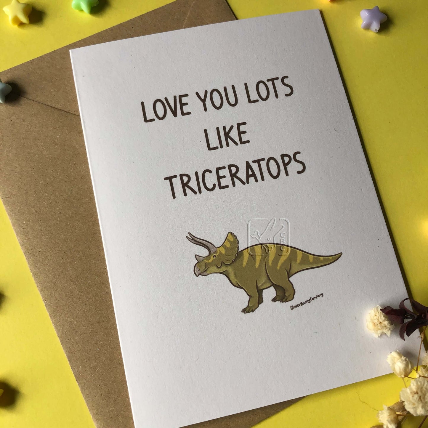 Love you lots like Triceratops Greetings Card - PREORDER ONLY