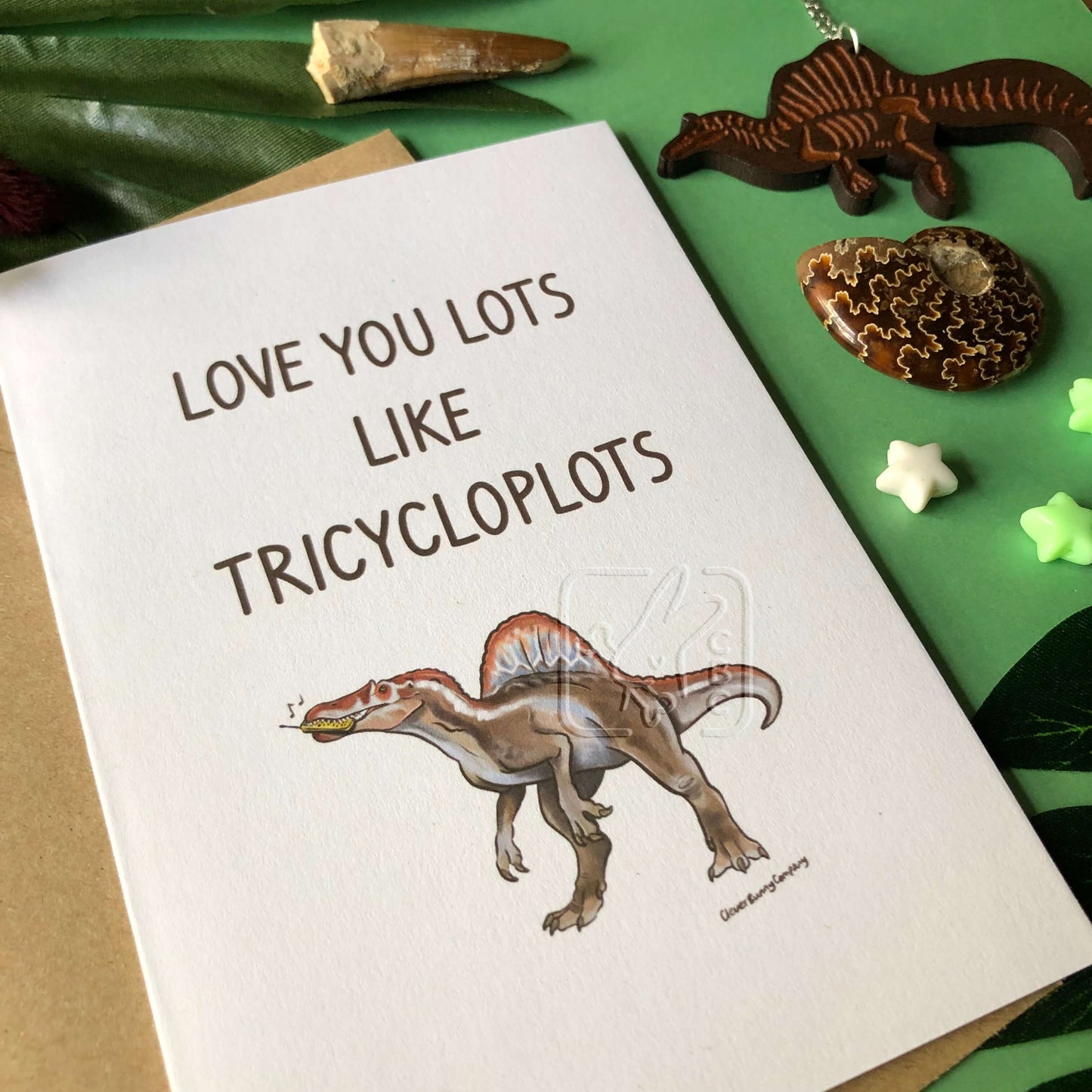 Love you lots like Tricycloplots Funny Spinosaurus Greetings Card - PREORDER ONLY